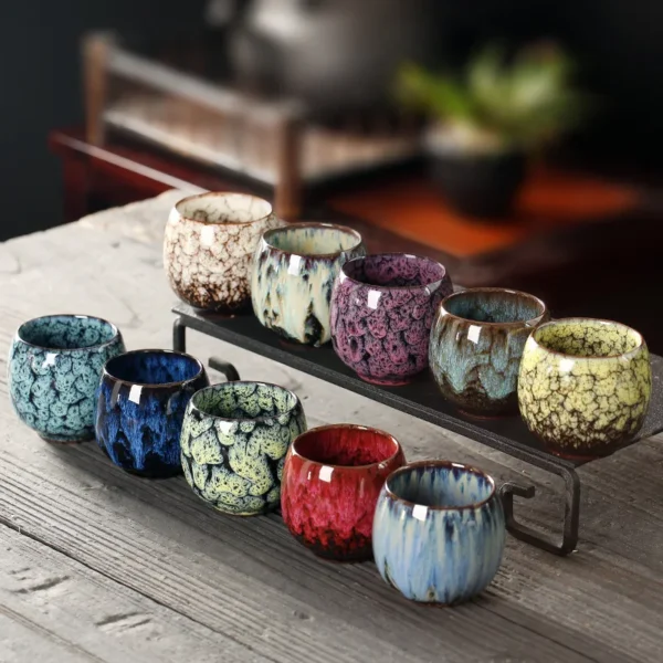 Egg-Style Kiln-Change Porcelain Tea Cup Set - Image 2